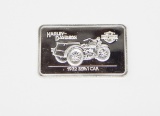 OFFICIAL HARLEY-DAVIDSON 1 OZ .999 FINE SILVER BAR - 1932 SERVI-CAR 3-WHEEL UTILITY VEHICLE