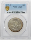 1957-D FRANKLIN HALF - PCGS MS65 - TONED