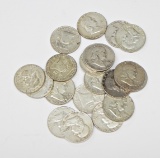 20 CIRCULATED FRANKLIN HALVES - $10 FACE of 90% SILVER