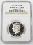 2005-S SILVER PROOF KENNEDY HALF - NGC PF70 ULTRA CAMEO