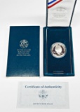 1990 EISENHOWER PROOF SILVER DOLLAR in BOX with COA