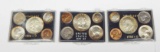 THREE (3) SILVER YEAR COIN SETS - 1962, 1963, 1964 - SOME COINS ATTRACTIVELY TONED