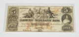 1854 $5 FARMERS' and MERCHANTS' BANK of MEMPHIS, TN