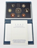 GREAT BRITAIN - 1993 8-COIN PROOF SET with COA