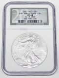 2002 SILVER EAGLE - 20th ANNIVERSARY COLLECTION - NGC MS68 - SET 46 of 2005