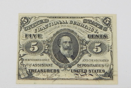 FRACTIONAL CURRENCY - THIRD ISSUE 5 CENT NOTE, GREEN BACK