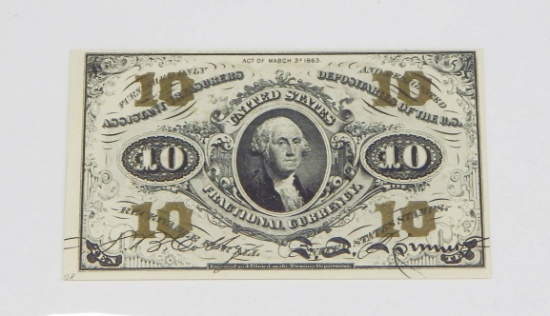 FRACTIONAL CURRENCY - THIRD ISSUE 10 CENT NOTE, GREEN BACK