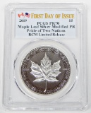2019 CANADA MAPLE LEAF MODIFIED PROOF - PRIDE OF TWO NATIONS LIMITED SET - PCGS PR70