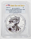 2019 ENHANCED REVERSE PROOF SILVER EAGLE - PRIDE OF TWO NATIONS SET - PCGS PR70