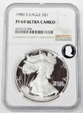 1986-S PROOF SILVER EAGLE - NGC PF69 ULTRA CAMEO