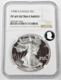 1990-S PROOF SILVER EAGLE - NGC PF69 ULTRA CAMEO