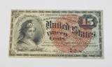 FRACTIONAL CURRENCY - FOURTH ISSUE 15 CENT NOTE, SMALL SEAL BLUE END
