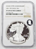 2011-W PROOF SILVER EAGLE - 25th ANNIVERSARY - NGC PF69 ULTRA CAMEO