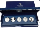 2011 25th ANNIVERSARY 5-COIN SILVER EAGLE SET in BOX with COA