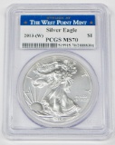 2013 (W) SILVER EAGLE - MINTED at WEST POINT - PCGS MS70