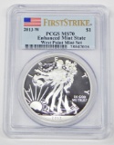 2013-W ENHANCED MINT STATE SILVER EAGLE - PCGS MS70 - FIRST STRIKE