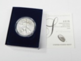 2016-W BURNISHED UNCIRCULATED SILVER EAGLE in BOX with COA