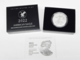 2022-W BURNISHED SILVER EAGLE in BOX with COA