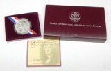 1993 THOMAS JEFFERSON UNCIRCULATED COMMEMORATIVE SILVER DOLLAR in BOX with COA