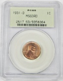 1931-D LINCOLN CENT - PCGS MS63 RED - OLD GREEN HOLDER