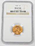 1937 LINCOLN CENT - NGC MS67 RED