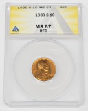 1939-S LINCOLN CENT - ANACS MS67 RED