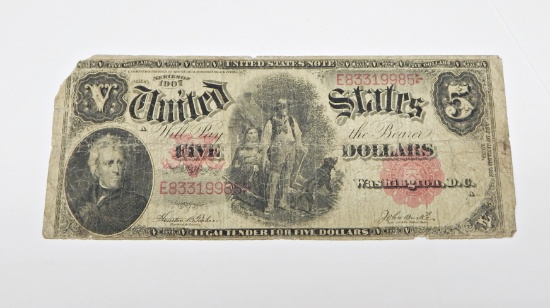 SERIES 1907 $5 WOODCHOPPER UNITED STATES NOTE