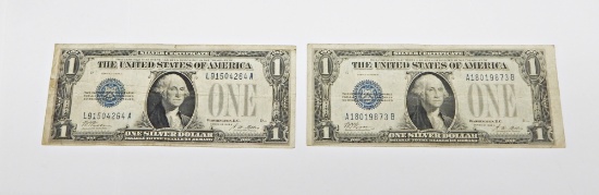 TWO (2) SERIES 1928A $1 FUNNYBACK SILVER CERTIFICATES