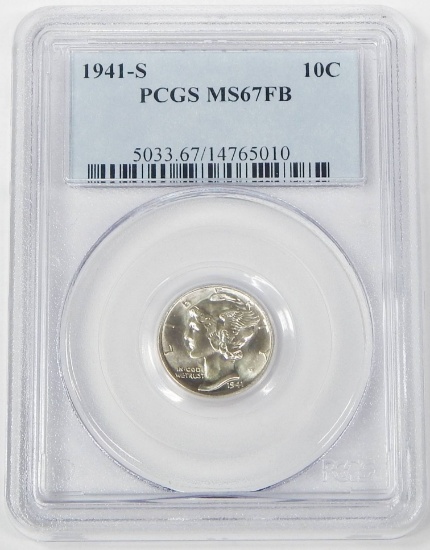 1941-S MERCURY DIME - PCGS MS67 FULL BANDS