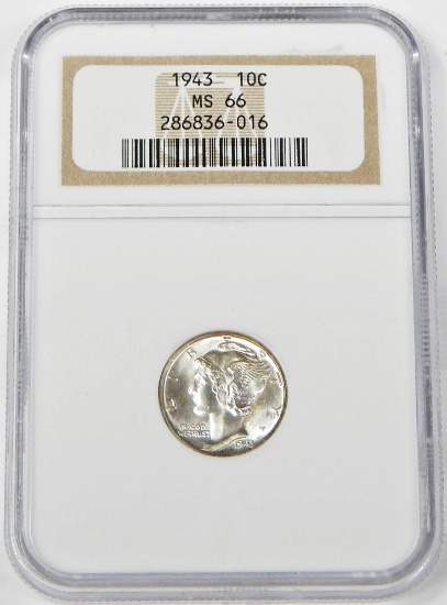 1943 MERCURY DIME - NGC MS66