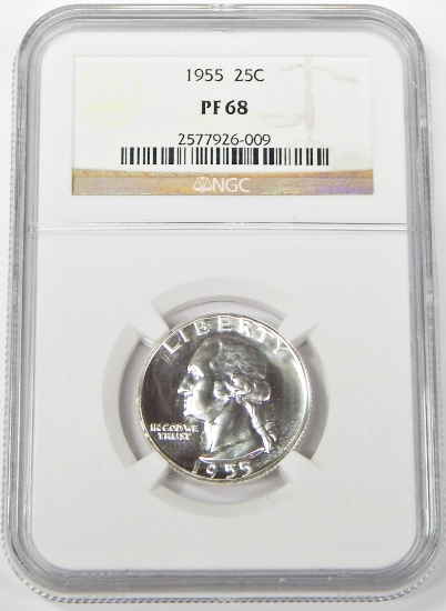 1955 PROOF WASHINGTON QUARTER - NGC PF68