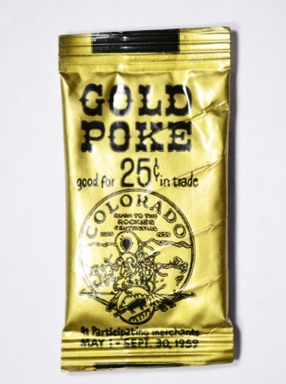 1959 GOLD POKE from COLORADO ROCKIES CENTENNIAL - CONTAINS GOLD FROM BOULDER