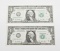 TWO (2) CONSECUTIVE UNCIRCULATED 2013 $1 NOTES - VERY LOW SERIAL NUMBER STAR NOTES