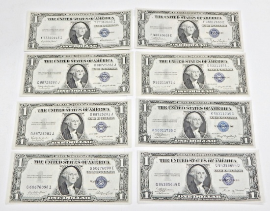EIGHT (8) AU to UNCIRCULATED 1935 $1 SILVER CERTIFICATES - MOST ARE HIGH GRADE