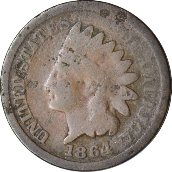 1864 BRONZE INDIAN HEAD CENT - 90 DEGREE ROTATED REVERSE