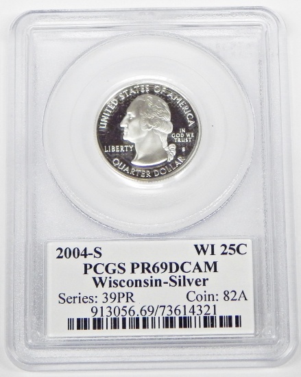 2004-S SILVER WISCONSIN STATE QUARTER - PCGS PR69 DCAM