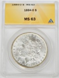 1884-O MORGAN DOLLAR - ANACS MS63