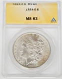 1884-O MORGAN DOLLAR - ANACS MS63