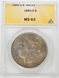 1884-O MORGAN DOLLAR - ANACS MS63 - TONED