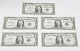 FIVE (5) AU to UNCIRCULATED 1957 $1 SILVER CERTIFICATES