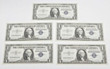 FIVE (5) CONSECUTIVE UNCIRCULATED 1957A $1 SILVER CERTIFICATES