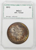 1890 MORGAN DOLLAR - PCI MS63 - TONED