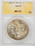 1897 MORGAN DOLLAR - ANACS MS62 - LIGHTLY TONED