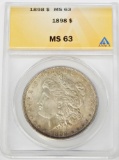 1898 MORGAN DOLLAR - ANACS MS63 - LIGHTLY TONED