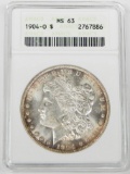 1904-O MORGAN DOLLAR - ANACS MS63 - OLD SMALL WHITE HOLDER