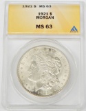 1921 MORGAN DOLLAR - ANACS MS63