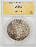 1921 MORGAN DOLLAR - ANACS MS63 - TONED