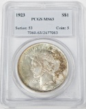 1923 PEACE DOLLAR - PCGS MS63 - TONED