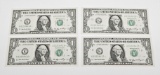 FOUR (4) CONSECUTIVE UNCIRCULATED 2006 $1 FEDERAL RESERVE STAR NOTES
