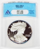 2001-W PROOF SILVER EAGLE - ANACS PF69 DCAM